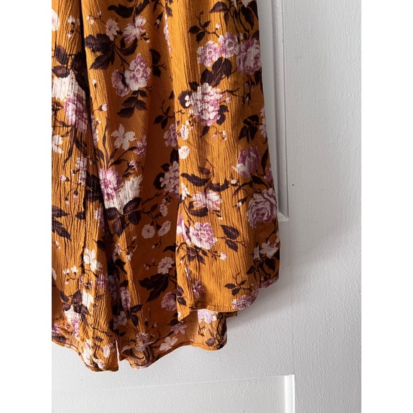 ❌SOLD AE Mustard Yellow/Orange Floral Print High Waist Wide Leg Pants - Picture 4 of 9